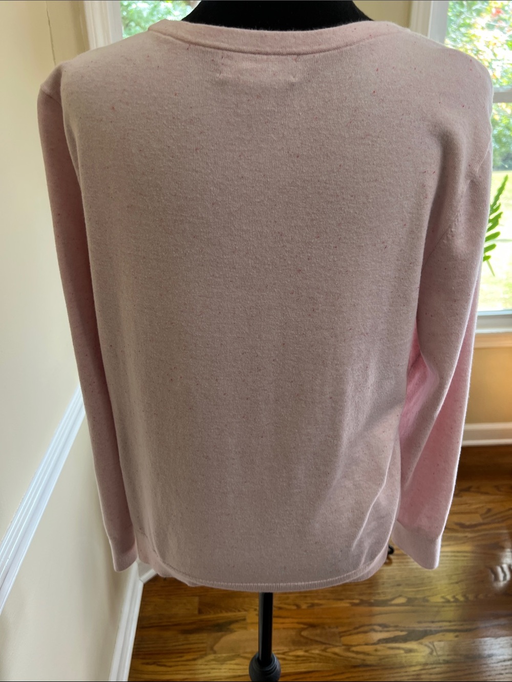 Lands' End long Sleeve Cotton pullover sweater top Pink Large Like New - Picture 2 of 9